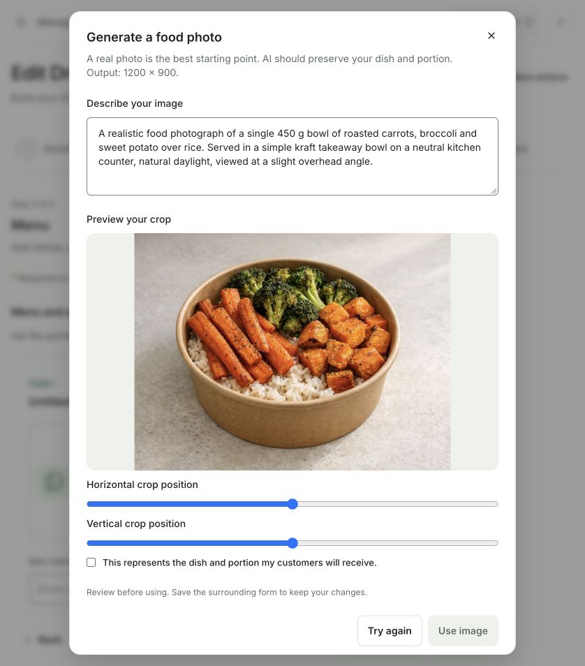 Roasted vegetables over rice in a takeaway bowl